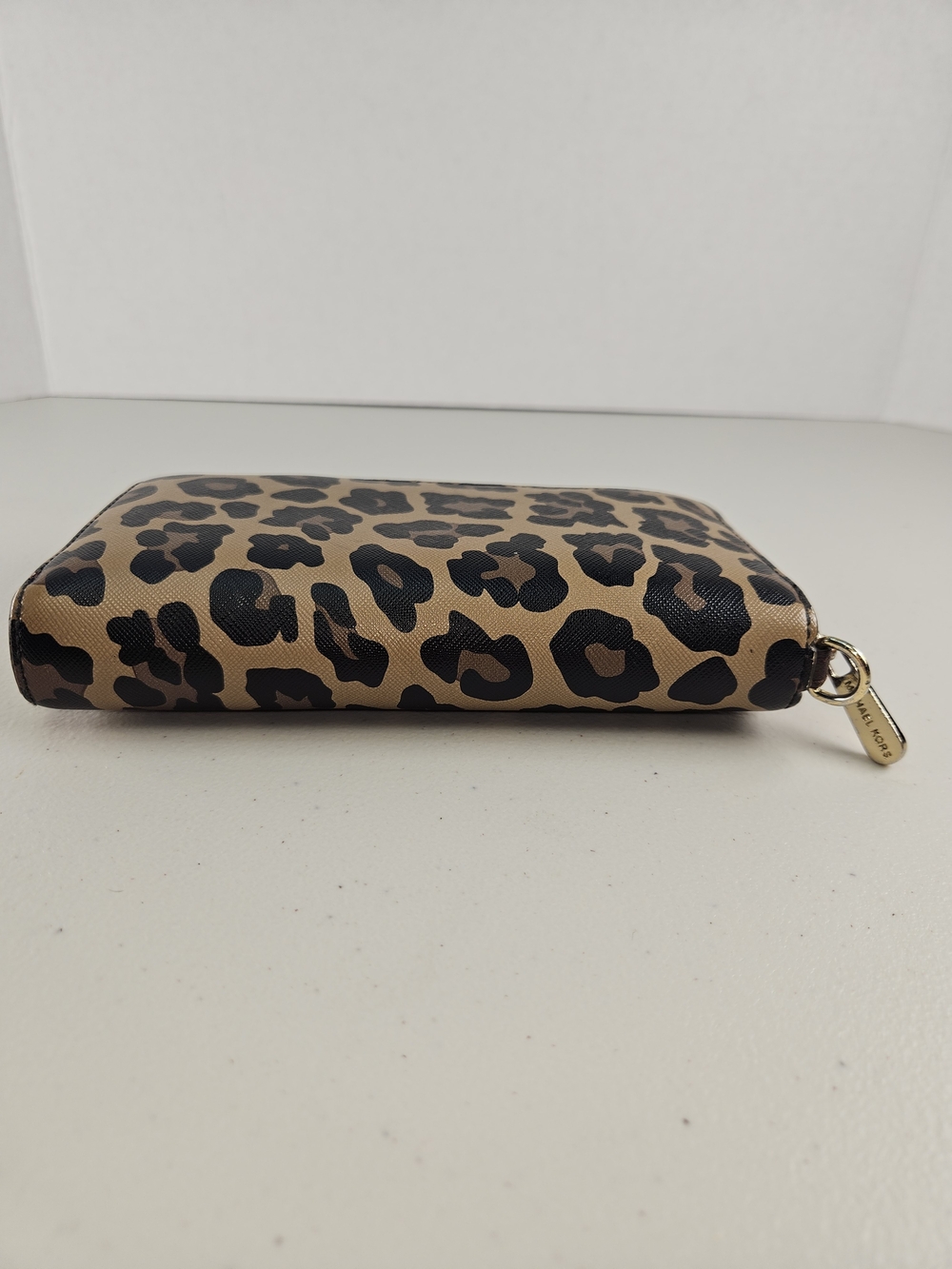 Michael Kors Leopard Zip Wallet in Tan and Black - Picture 8 of 15